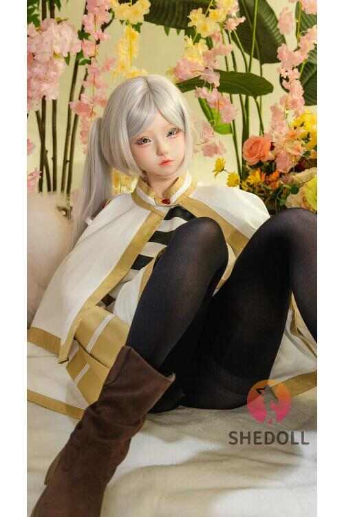 SHEDOLL 艾琳 145cm｜G罩杯｜芙莉莲cos｜银发双马尾+魔法杖｜减重发热体+可动关节｜动漫巨乳精灵伴侣
