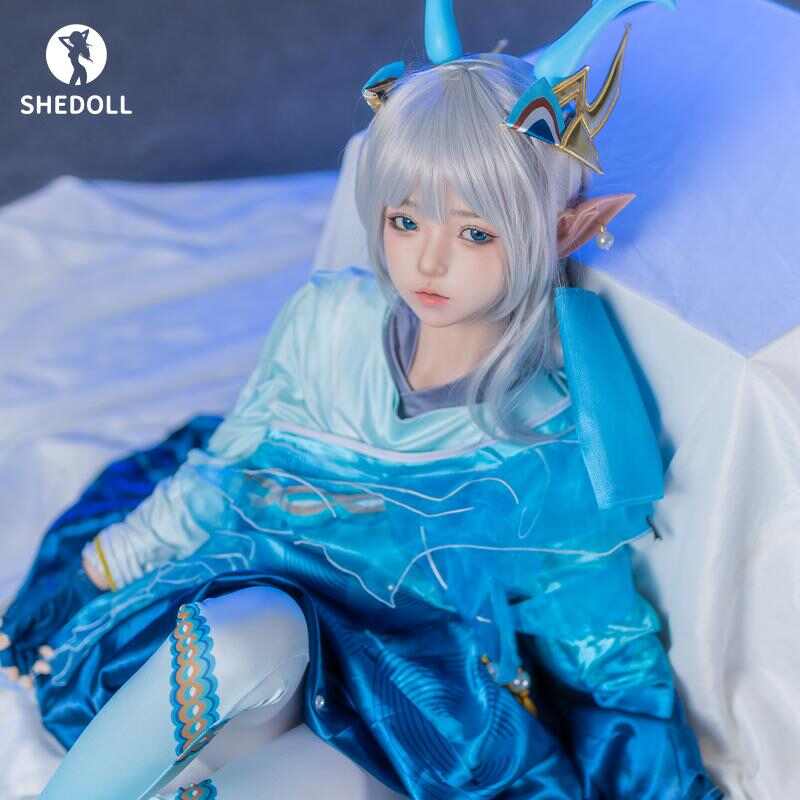 SHEDOLL エリン 148cm｜Dカップ｜瑶「山海·碧波行」コスプレ｜銀髪龍角エルフ耳｜発熱軽量ボディ+リアル口腔｜王者栄耀 同棲人形