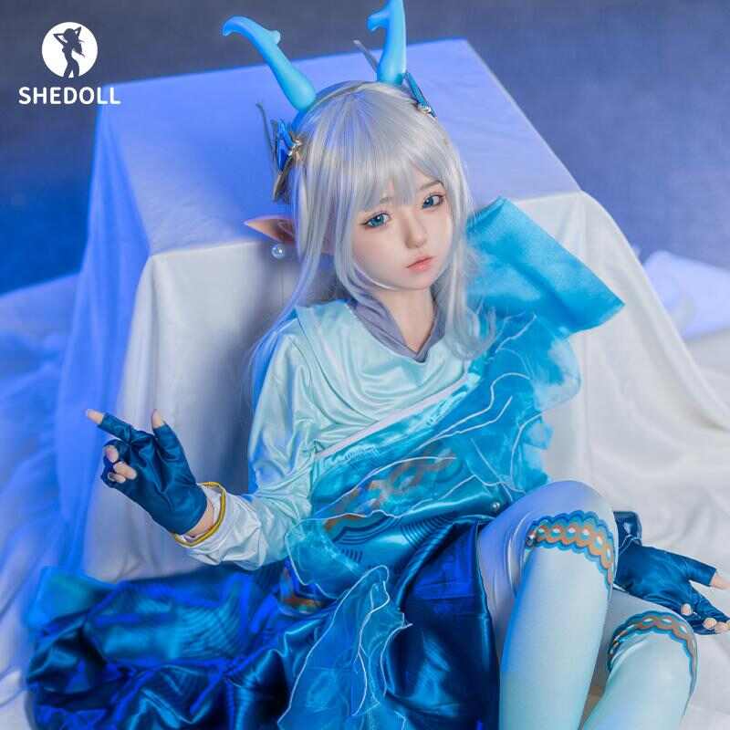 SHEDOLL エリン 148cm｜Dカップ｜瑶「山海·碧波行」コスプレ｜銀髪龍角エルフ耳｜発熱軽量ボディ+リアル口腔｜王者栄耀 同棲人形