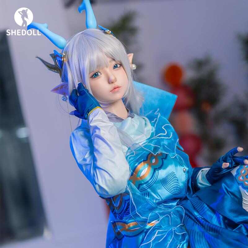 SHEDOLL エリン 148cm｜Dカップ｜瑶「山海·碧波行」コスプレ｜銀髪龍角エルフ耳｜発熱軽量ボディ+リアル口腔｜王者栄耀 同棲人形