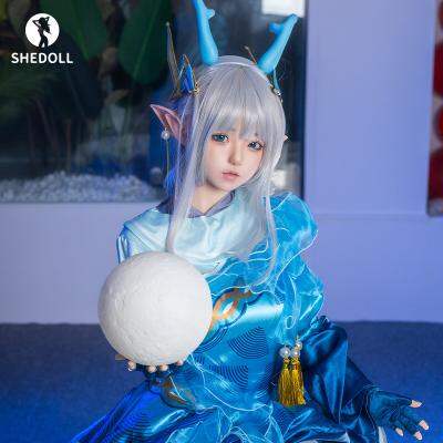 SHEDOLL エリン 148cm｜Dカップ｜瑶「山海·碧波行」コスプレ｜銀髪龍角エルフ耳｜発熱軽量ボディ+リアル口腔｜王者栄耀 同棲人形