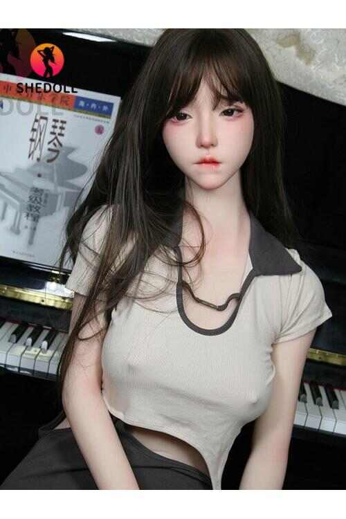 SHEDOLL 楚瑜 158cm｜C罩杯鋼琴學妹｜綁帶灰裙赤足｜可動關節坐姿｜仿真口腔+發熱體