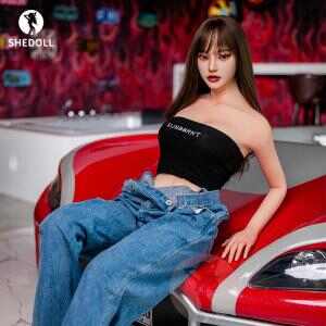 SHEDOLL ハクロ 158cm | Cカップ | ストリートヒップホップ風：ブラッククロップトップ+デニムオーバーオール | スリム＆バストアップ | 加熱機能+リアルヘア植毛 | 専属ストリートガールフレンド