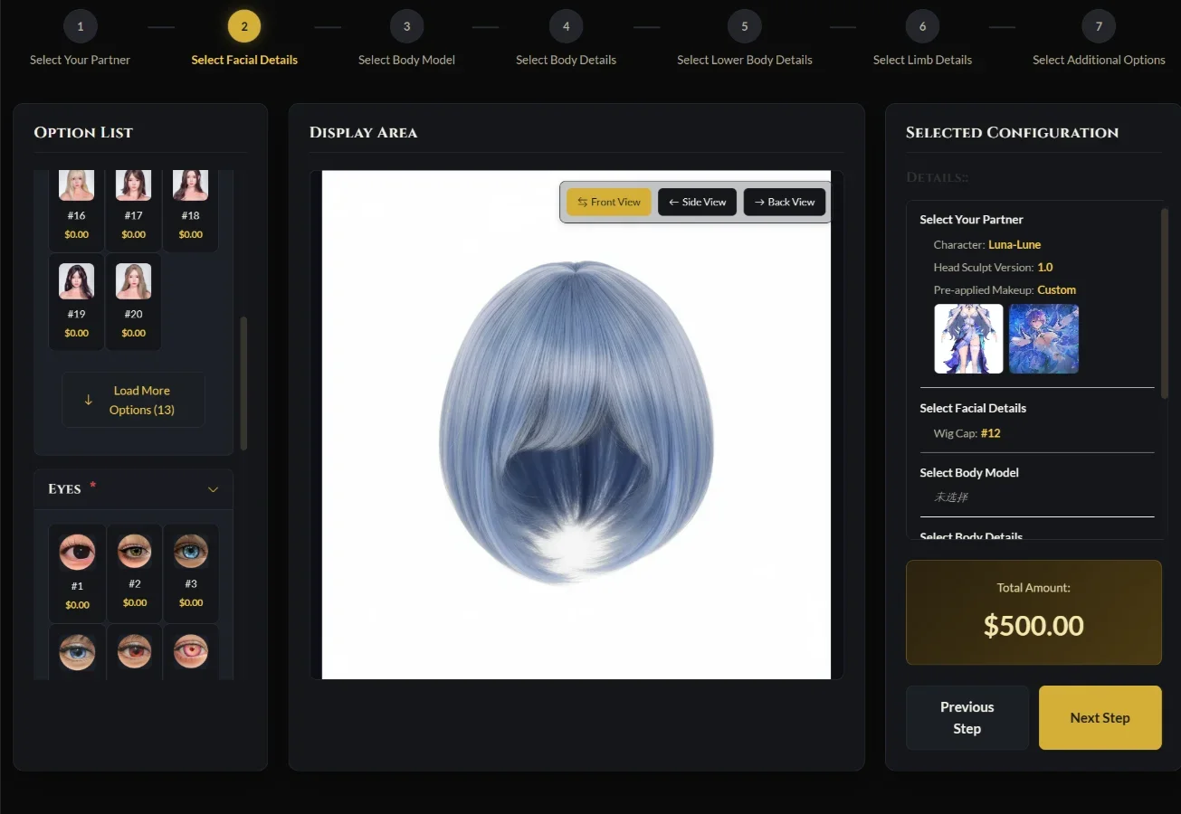 Refining Facial Details  choose your Wigs Implanted Hair Eyes