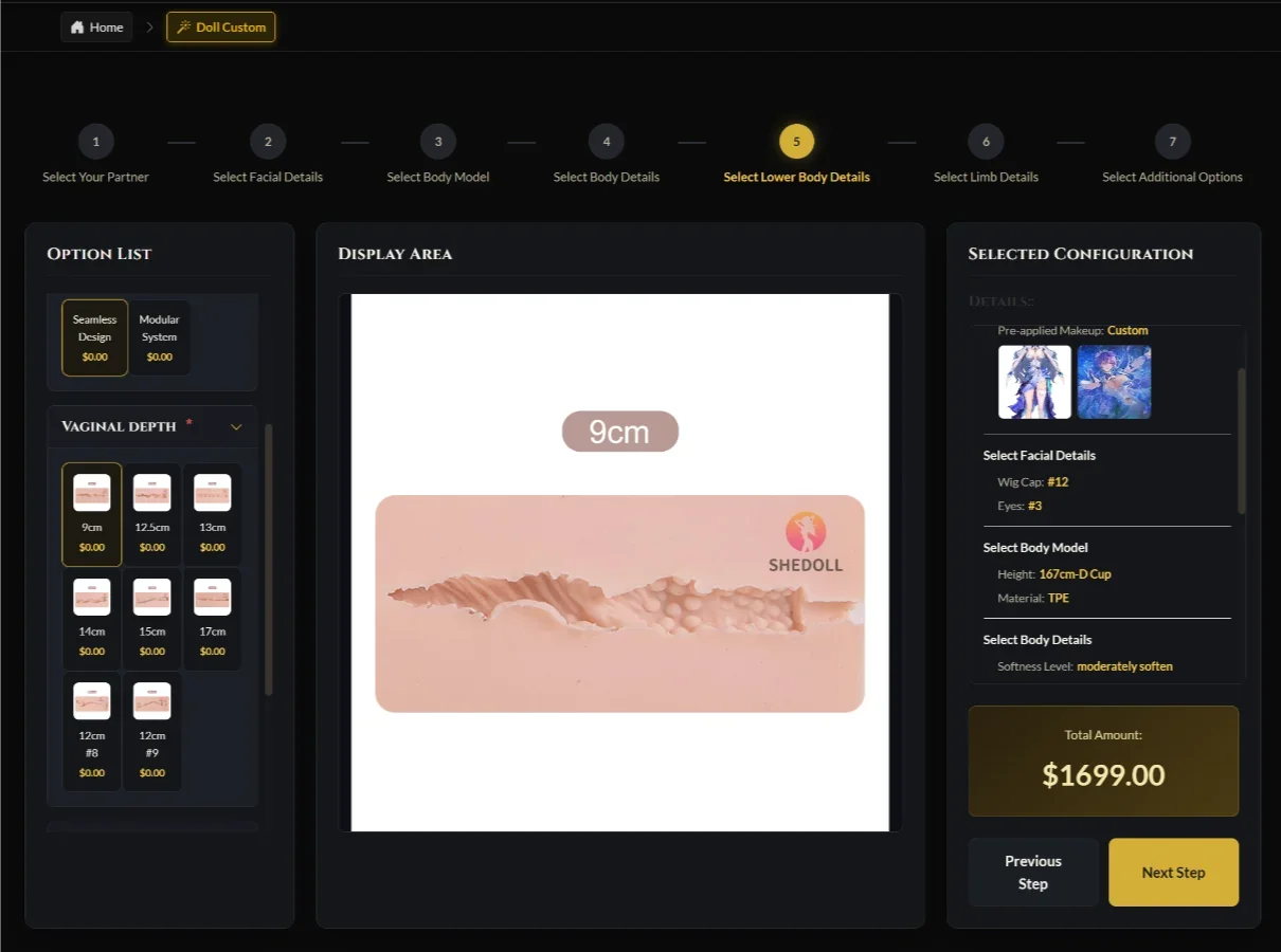 Steps 5 & 6: Choose Intimate & Limb Details